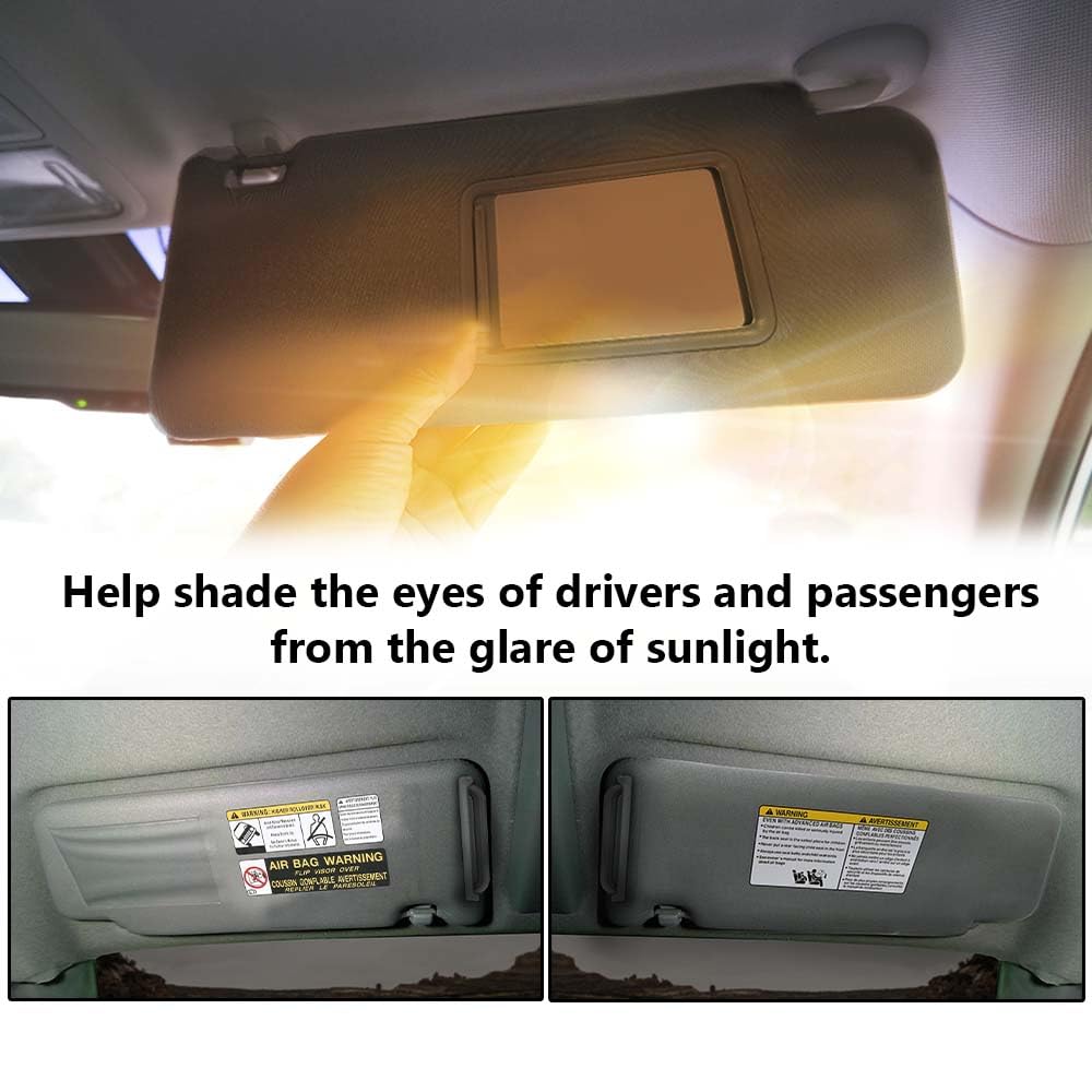G-PLUS Gray Sun Visor with Mirror LH Driver & RH Passenger Side 1 Pair Compatible with Toyota Tacoma 2005-2015 74320-35C10-B0, 74310-35C10-B0, 74320-04181-B1, 74310-04181-B1