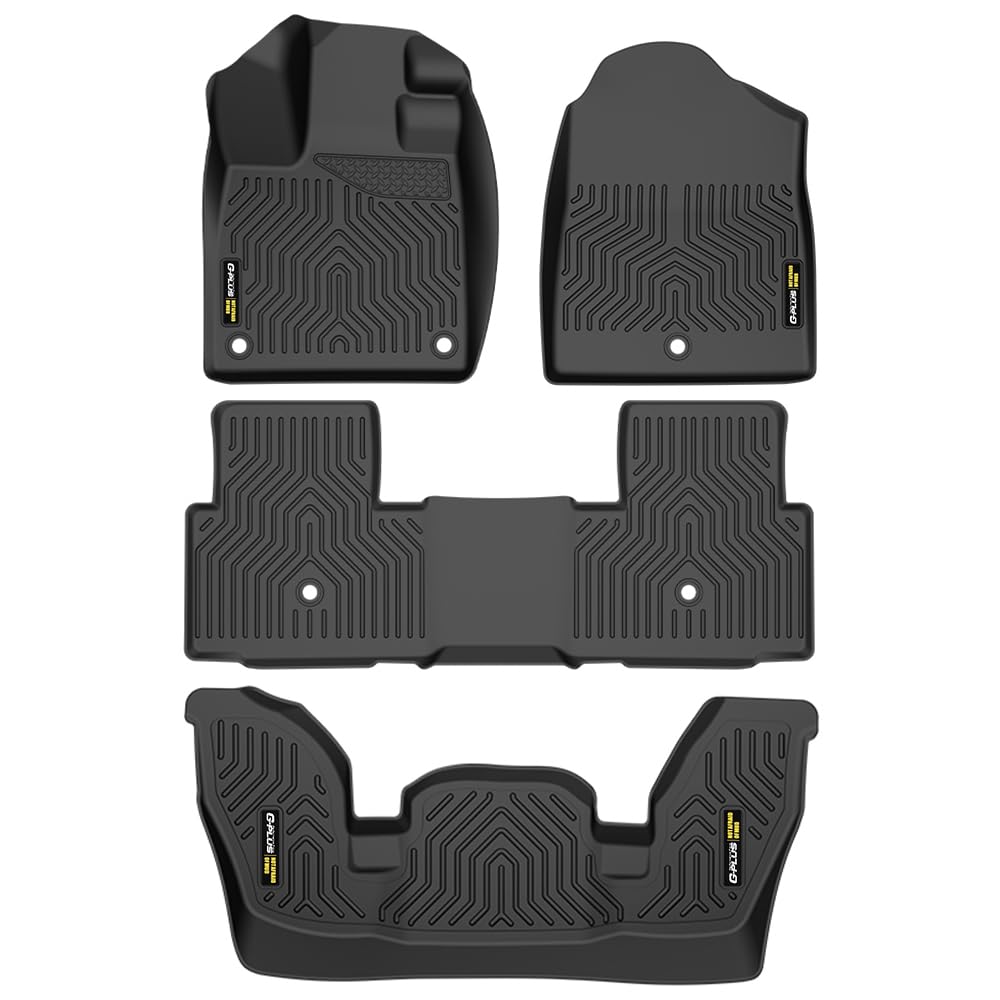 G-PLUS TPE Floor Mats Compatible with Honda Pilot 2023 2024 2025, 1st & 2nd & 3rd Row 4pcs All Weather Full Cover Protection Floor Liners Accessories Cargo Liner