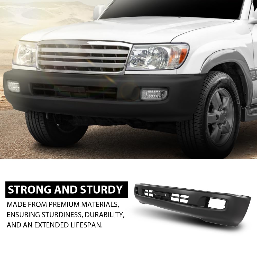 G-PLUS Front Bumper Cover Fog Lamp Holes Primed Compatible with Toyota Land Cruiser Base 2003-2007 5211960918, TO1000267
