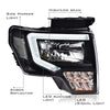 G-PLUS Headlights LED DRL Compatible with Ford F150 2009-2014 Projector Headlamps Pair Left & Right Clear Lens Black Housing Clear Reflector,faros delanteros