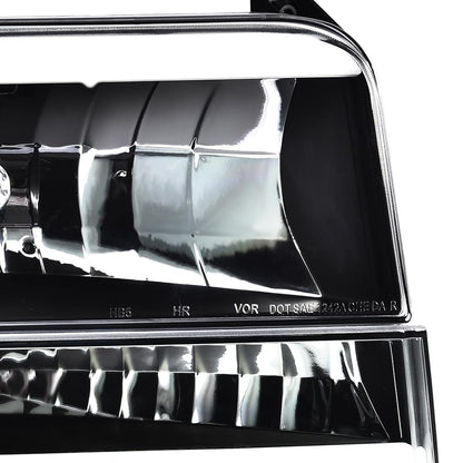 G-PLUS Headlights Fit 1992-1996 Bronco/1992-1996 Ford F150 F250 F350 Super Duty,97 9th Old Body Style Headlamps w/Corner Signal Clear Lens Chrome Housing Clear Reflector,faros delanteros