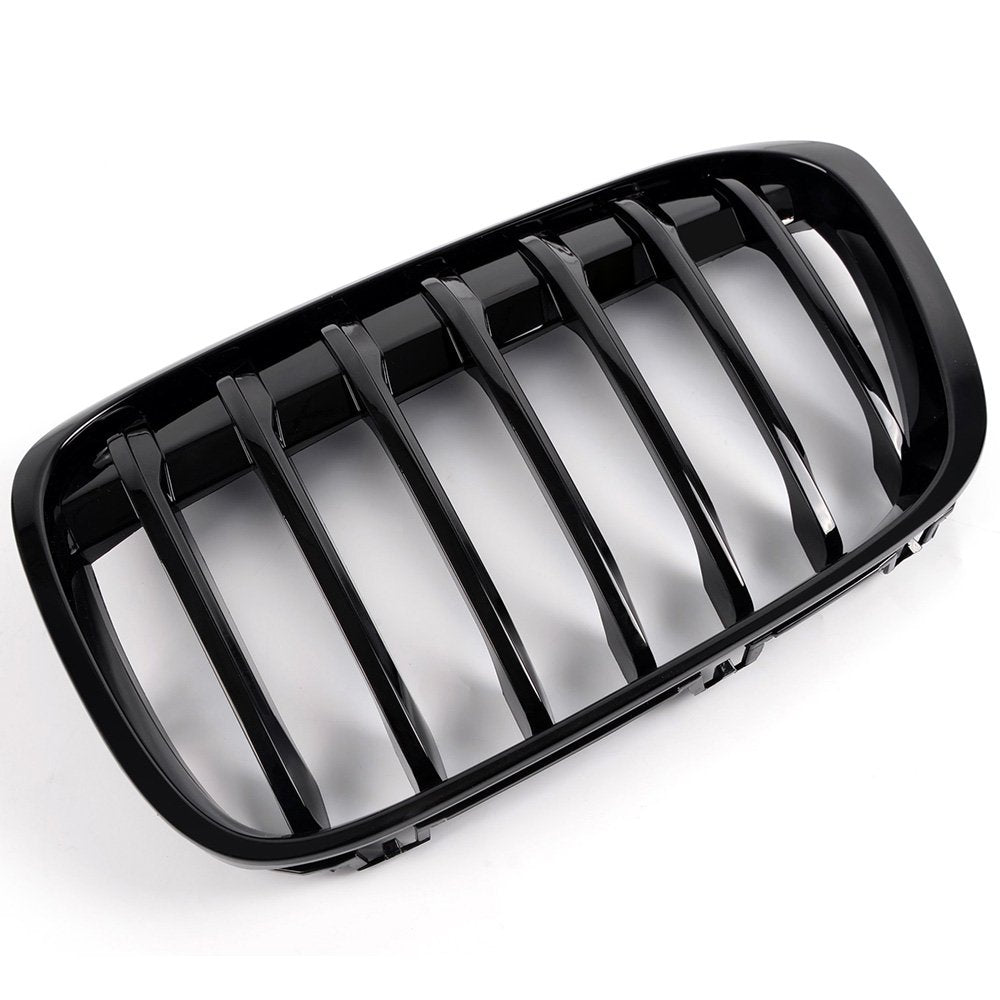 Black Front Bumper Kidney Grille Hood Grill Compatible for BMW F48 F49 X1 2016-2017
