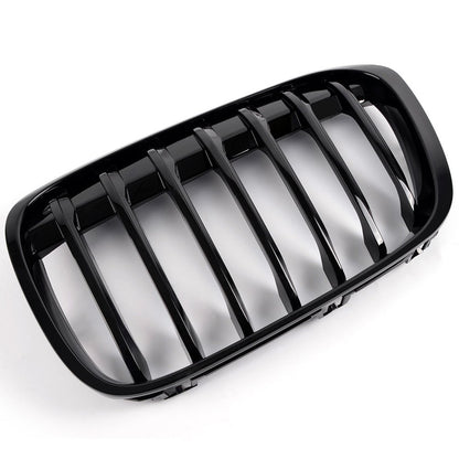 Black Front Bumper Kidney Grille Hood Grill Compatible for BMW F48 F49 X1 2016-2017
