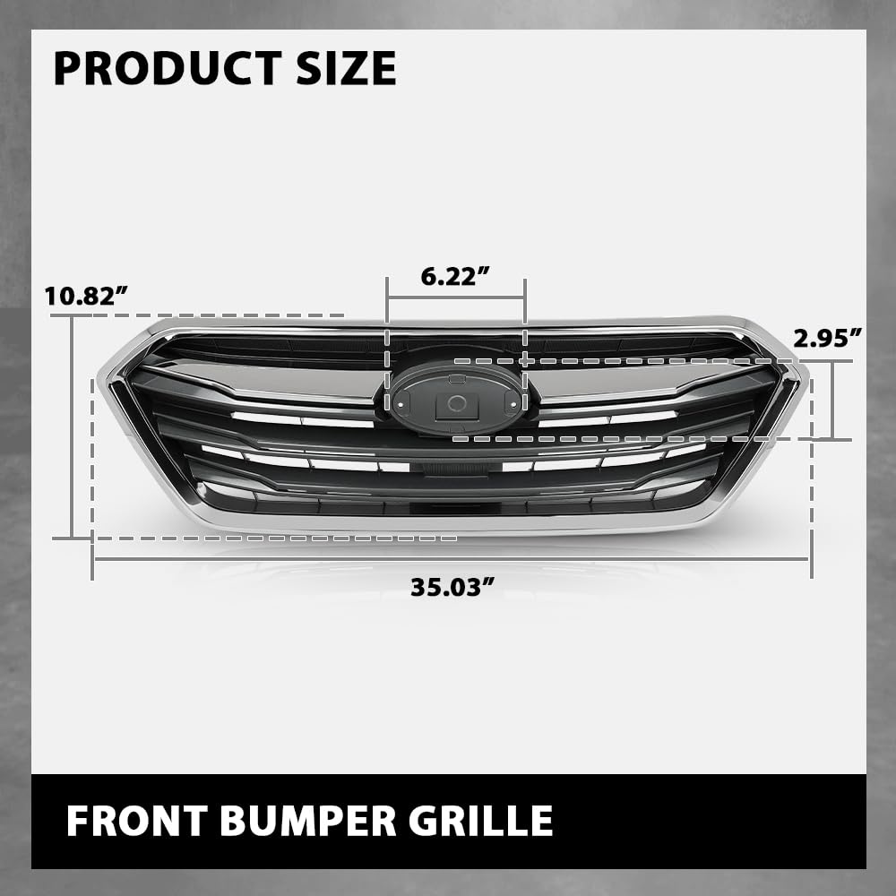G-PLUS Front Bumper Grille Grill Assembly Black Shell Silver Insert Compatible with Subaru Legacy 2018-2019 91121AL19A