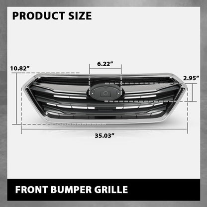 G-PLUS Front Bumper Grille Grill Assembly Black Shell Silver Insert Compatible with Subaru Legacy 2018-2019 91121AL19A