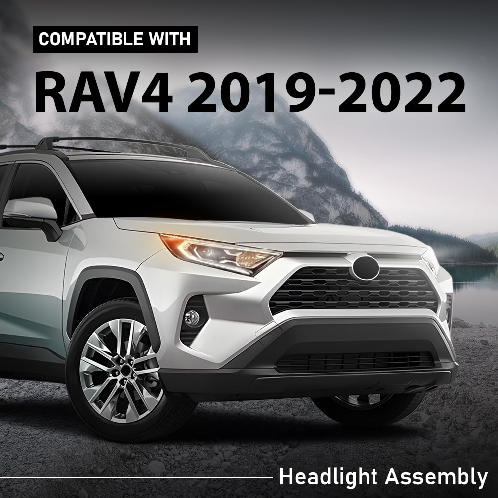 G-PLUS LED Headlights Assembly Front Headlamp Right Compatible with Toyota RAV4 XLE Hybrid XSE/Limited 2019-2022 81110-0R162 Bumper Headlamps,faros delanteros
