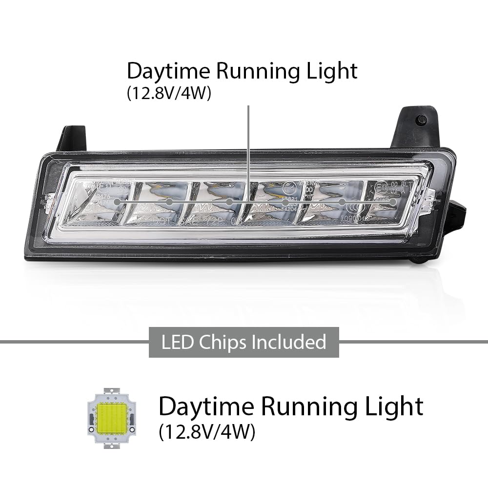 G-PLUS Pair LED Fog Lamp Daytime Running Lights, Compatible with Benz ML Class GL Class 2008-2013/ GLK Class 2009-2013, LH Driver & RH Passenger Side 2PCS, A1648200656, A1648200756