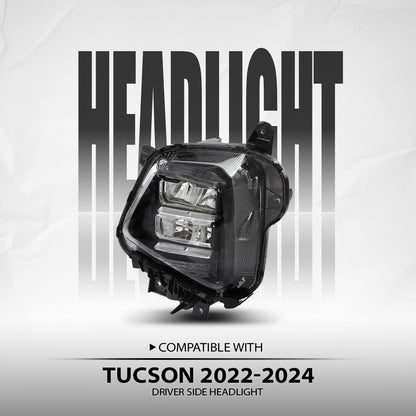 G-PLUS LED Headlight with Bulb(s) Left Driver Side Compatible with Hyundai Tucson 2022 2023 2024 92101N9150, HY2502264 Black