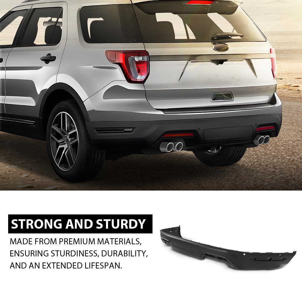 G-PLUS Rear Lower Bumper Cover Fascia, Compatible with Ford Explorer Limited/Platinum/Sport Sport Utility 4-Door 2018-2019, FO1115139, JB5Z17K835DA
