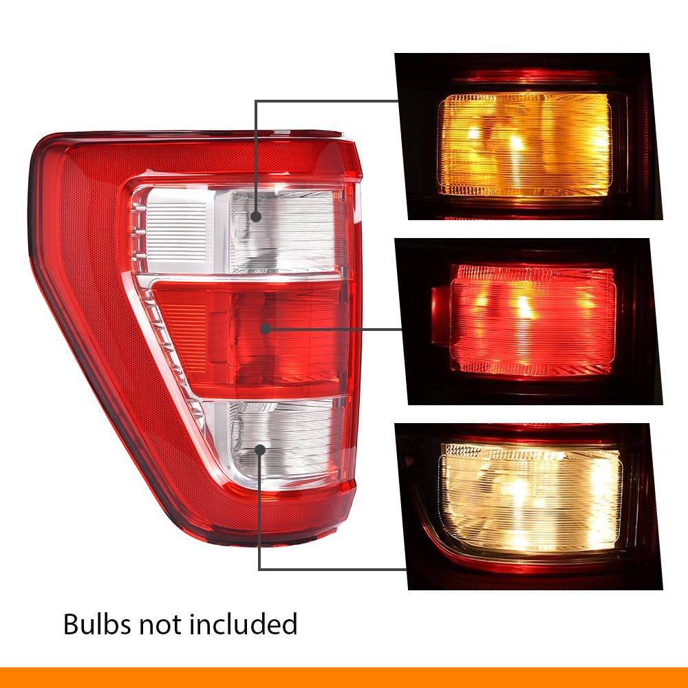 G-PLUS Tail Light Brake Lamp w/o Bulb Left Driver Compatible with Ford F150 XL 2021-2023,Fit w/Factory Incandescent and w/o Blind Spot Tail Light Models Only Luces TraserasAssembly