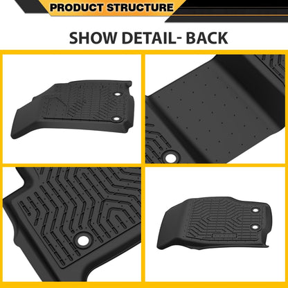 G-PLUS Cargo Liners, Compatible with Jeep Grand Cherokee 2022-2024 (Include 4xe NOT for L or WK), 1st & 2nd Row, All Weather Full Cover Protection, Black
