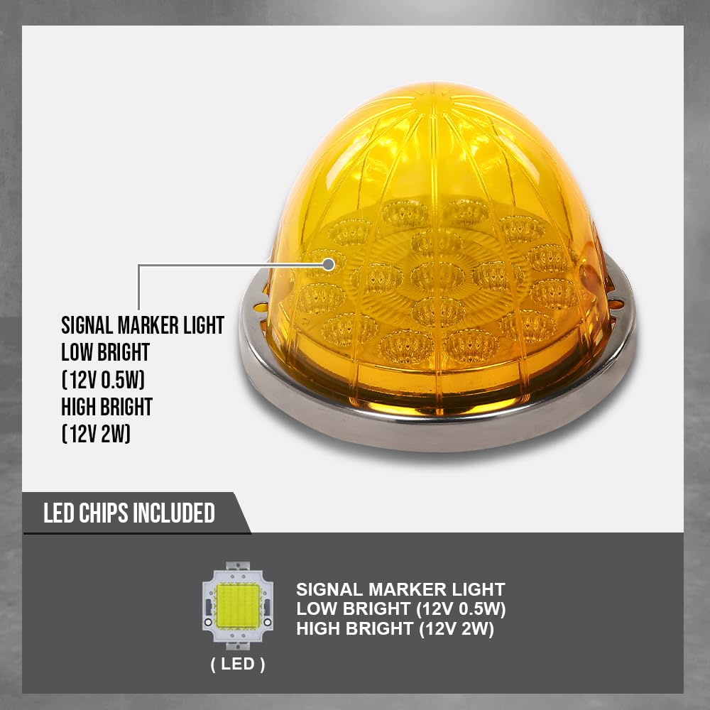 G-PLUS 2PCS 17 LED Dual Function Watermelon Lights Compatible with Trailers, Trucks, Caravans, Pickup, Cars, Van, RVs, Lorries, Boats Stop Turn Signal Marker Light Amber Lens