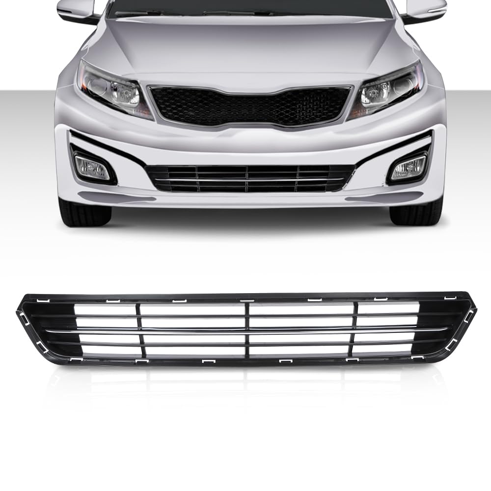 G-PLUS Front Lower Bumper Radiator Grill w/Chrome Black Compatible with Kia Optima(submodel: Limited, SX, LX, EX) 2014 2015 865614C700