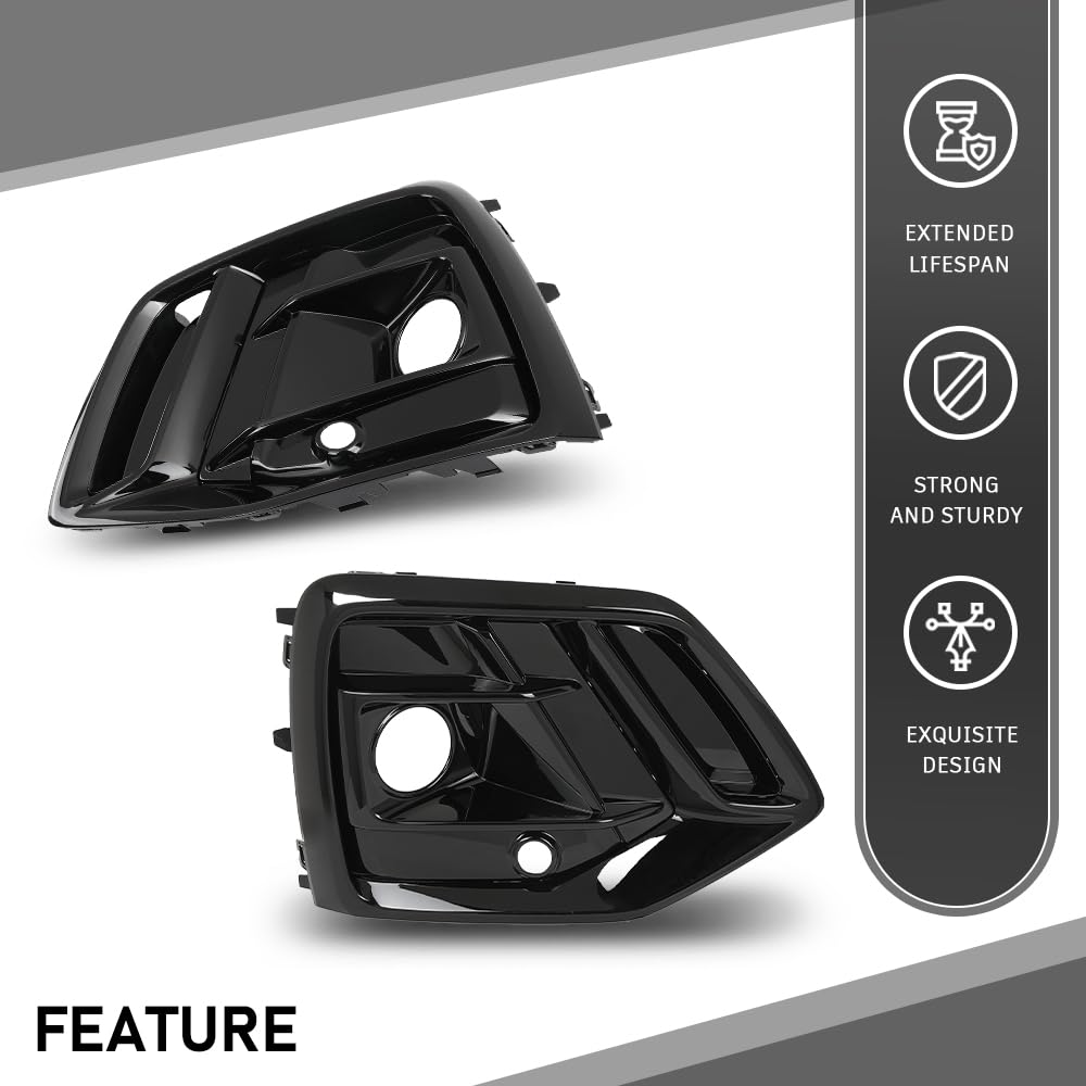 G-PLUS Pair Front Bumper Fog Light Cover Grille Trim, Compatible with Audi Q5/ Q5 Sportback 2021 2022 2023, Left Driver & Right Passenger Side 2PCS