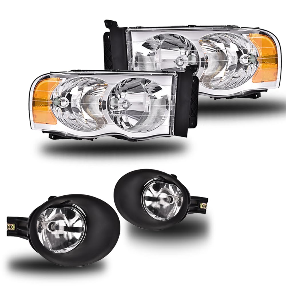 G-PLUS Front Bumper Fog Lights Assembly & Headlights w/o Bulbs Compatible with Ford F150 2015 2016 2017 (White Cover Black Frame White Reflector Headlights + Fog Lamps)