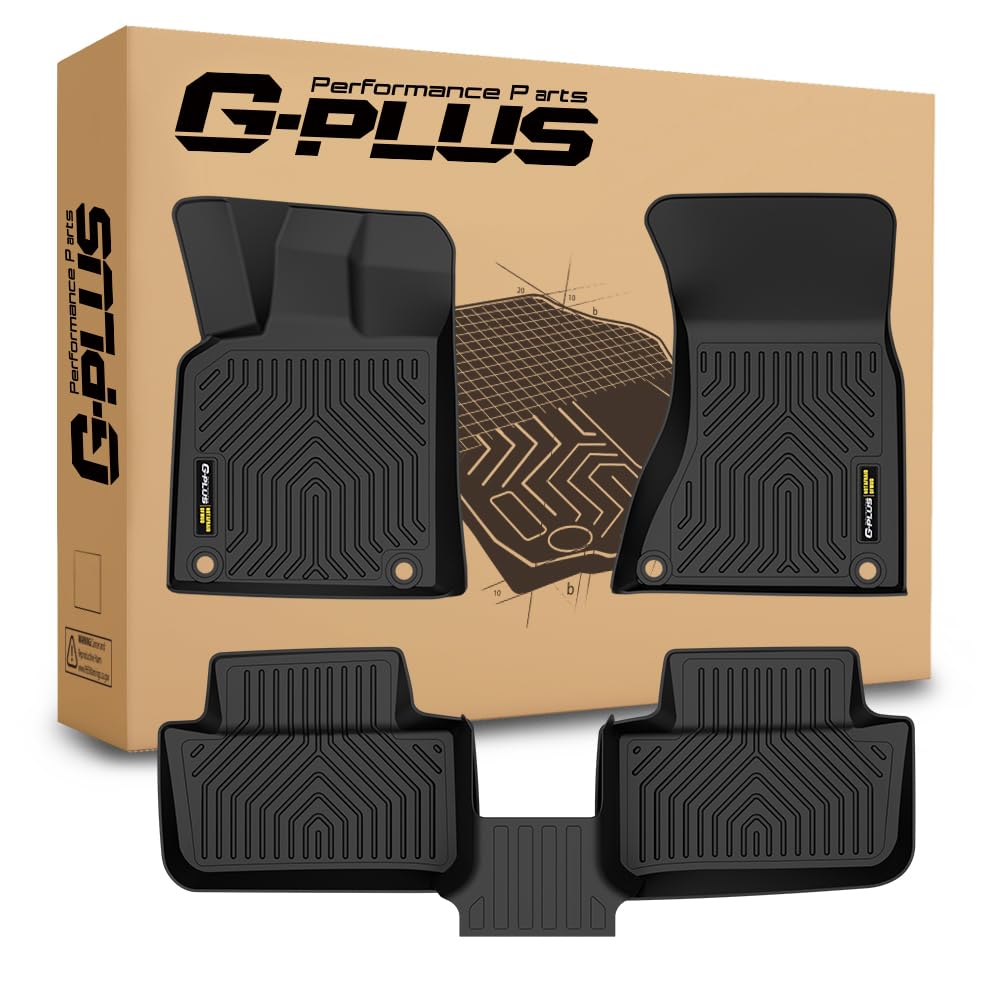 G-PLUS TPE Floor Mats Compatible with Macan 2014-2025 1st & 2nd Row Truck Accessories Cargo Liners All Weather Protection 3PCS Black Alfombras para Carro