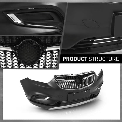 G-PLUS Front Bumper Cover Grille Compatible with Buick Encore 2017 2018 2019 2020 2021, Primed Black