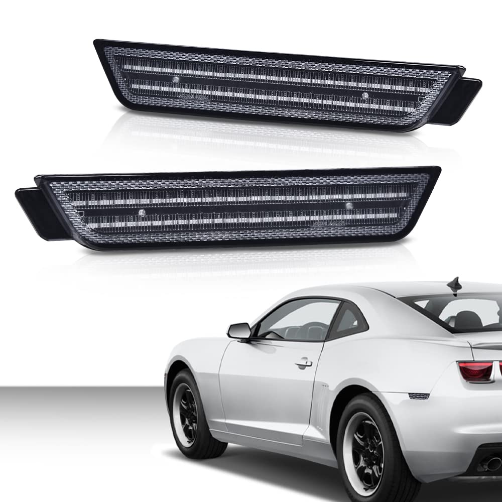 G-PLUS LED Rear Fender Side Marker Light Lamp Pair Smoke Lens Compatible with 2010-2015 Chevy Camaro LS | LT | SS | Z/28 | ZL1 92246253, 92246252