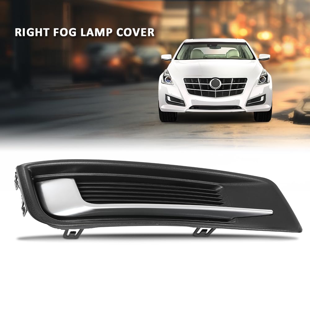 G-PLUS RH Right Fog Light Cover Compatible with Cadillac XTS 2013-2017 GM1039153, 20901631 Chrome Black