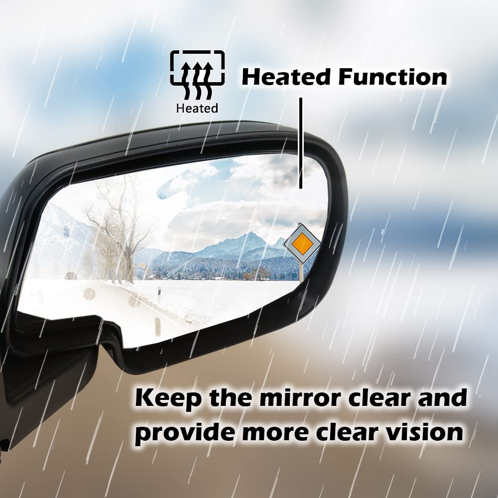 G-PLUS Mirror Glass Power Heated Compatible with Chevy Silverado 1500 1999-2006 /Fit GMC Sierra 1500 1999-2006 / Fit Cadillac Escalade 2002-2006 Driver & Passenger Side Mirror Glass Set