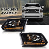 G-PLUS LED Projector Headlights Assembly Compatible with Dodge Ram 1500 2500 3500 2009-2012,Left & Right Pair Headlight Clear Lens Black Housing Clear Reflector,Front Headlamp Bar Plank Style