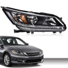 G-PLUS One Right Passenger Side Headlight Compatible with Honda Accord 2013 2014 2015 Headlamp Halogen Clear Lens Black Housing Amber ReflectorBumper Headlamps,faros delanteros