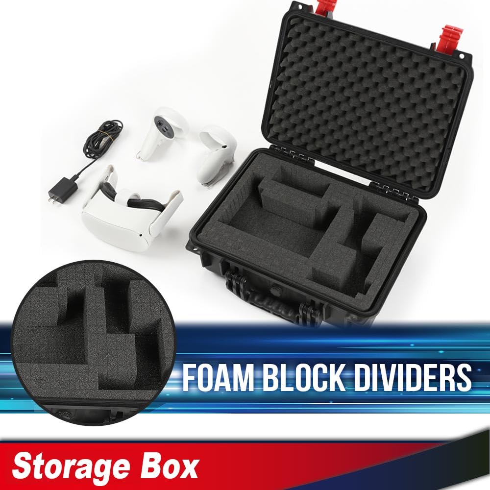 G-PLUS Hard VR Headset Carrying Case w/Foam Block Dividers,Waterproof Protector Storage Box Compatible with Meta Quest 3S/Quest 3/Quest 2,Travel Portable Case Fit Oculus Quest 3/Quest 2 Black&Orange