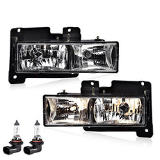 G-PLUS Headlights Assembly for GMC C/K Sierra Yukon Suburban 1994-1998 Clear Lens Chrome
