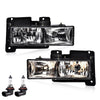 G-PLUS Headlights Assembly Front Headlamp Pair Fit 1994-1998 GMC C/K 1500 2500 Sierra Yukon Suburban Bumper Headlamps, Clear Lens Chrome Housing Amber Reflector（NO LED,faros delanteros Assembly