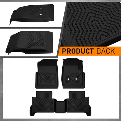 G-Plus Floor Mats Compatible with Chevy Colorado/GMC Canyon Crew Cab 2015-2022 Crew Cab All Weather Full Cover Protection TPE 3 Piece,Black