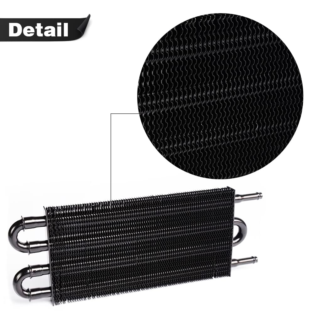 G-PLUS 4 Row AN6 Universal Aluminum Remote Transmission Oil Cooler/Auto-Manual Radiator Converter Black