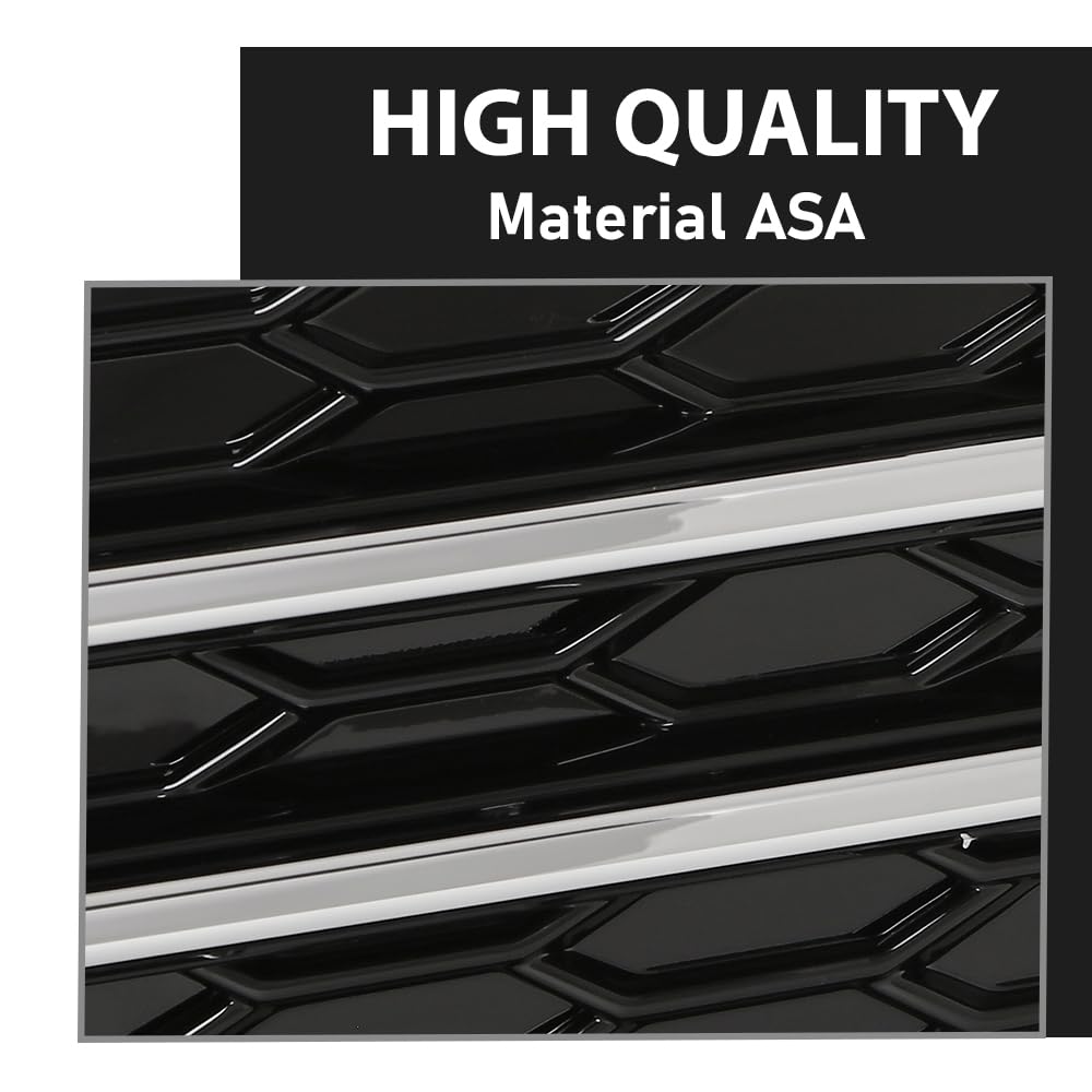 G-PLUS Pair Front Fog Light Cover Bumper Grille Bezel, Compatible with Audi S4 / A4 B9 S-LINE 2016-2018, LH Driver & RH Passenger 2PCS, 8W0807681F, 8W0807682F