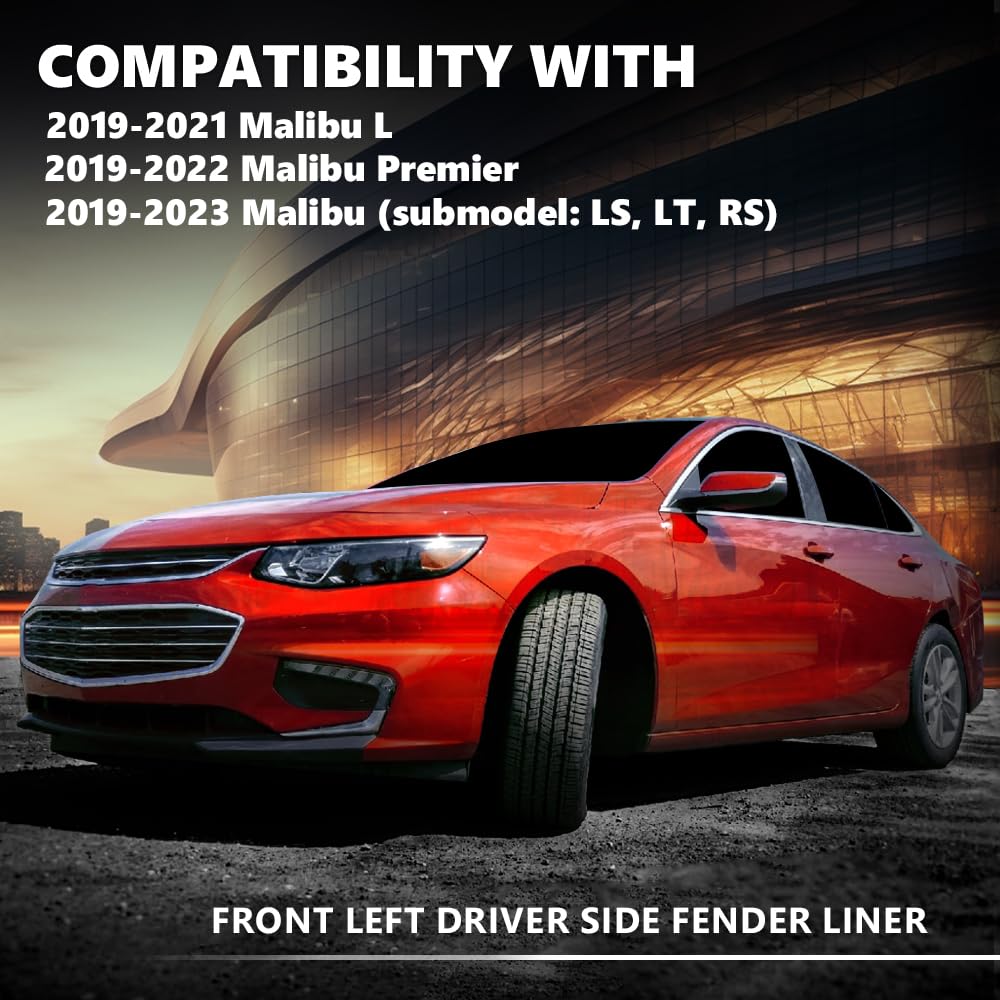 G-PLUS Front Fender Liner Left Driver Side Compatible with Chevy Malibu L 2019-2021/Fit Chevy Malibu Premier 2019-2022/Fit Chevy Malibu (submodel: LS, LT, RS) 2019-2023 84506561 GM1248301