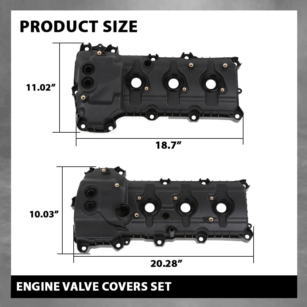 G-PLUS Engine Valve Cover Set Compatible with Ford Edge 2011-2018 Fit Ford F150 Mustang 2011-2017 w/o Cam Sensor Port Hole, Non-Turbo Black