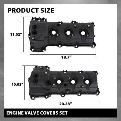 G-PLUS Engine Valve Cover Set Compatible with Ford Edge 2011-2018 Fit Ford F150 Mustang 2011-2017 w/o Cam Sensor Port Hole, Non-Turbo Black