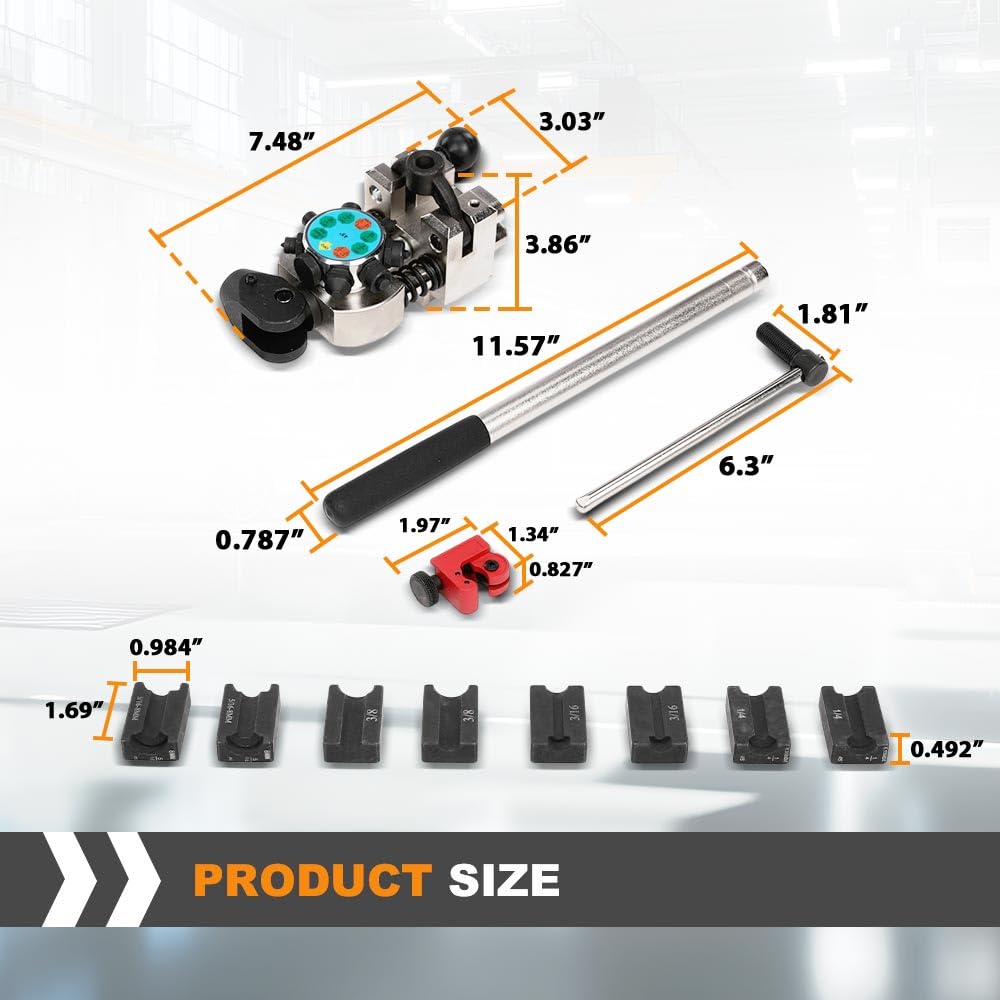 G-PLUS Brake Pipe Flaring Tool Kit Tube Brake Line Flaring Tool Kit Fit Making Brake Pipes Hydraulic Lines 1/4 Inch 5/16 Inch 3/8 Inch 1/2 Inch Black