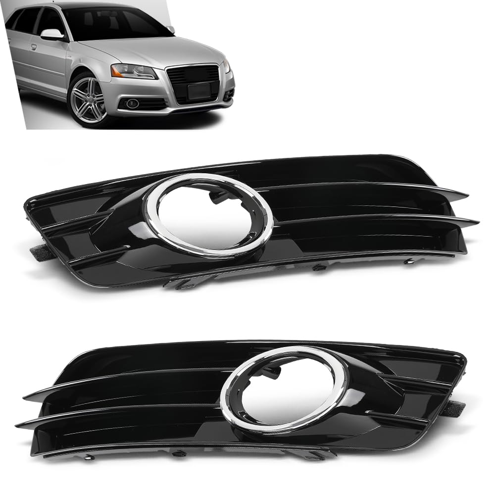 G-PLUS Front Bumper Fog Light Grille Cover Compatible with Audi A3 8P S-Line 2009-2012,Only Fit for S-Line Bumper 8P0807682, 8P0807681