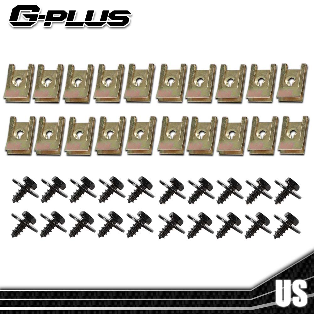 G-PLUS Metal automobile screw body fender bumper retainer U-nut clip gasket fastener 40Pcs Compatible with BMW 1er - E81 - E82 - E87 - E88 - F20