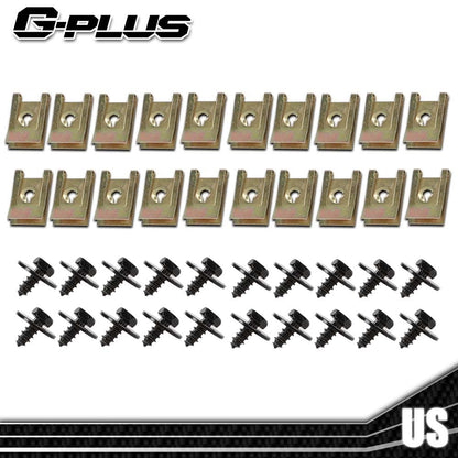 G-PLUS Metal automobile screw body fender bumper retainer U-nut clip gasket fastener 40Pcs Compatible with BMW 1er - E81 - E82 - E87 - E88 - F20