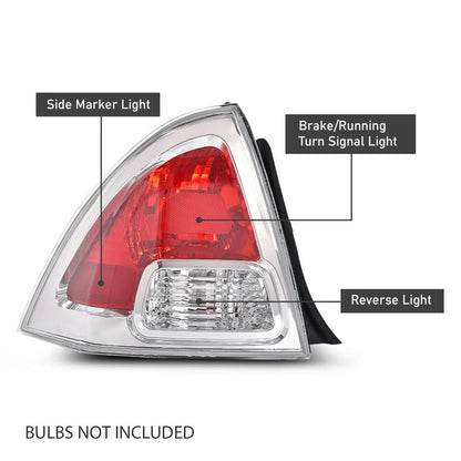 G-PLUS Tail Light Left Side Compatible with Ford Fusion (submodel: S, SE, SEL) 2006-2009 Clear & Red Lens FO2818123C, 6E5Z13405B Faros Traseros Luces TraserasAssembly