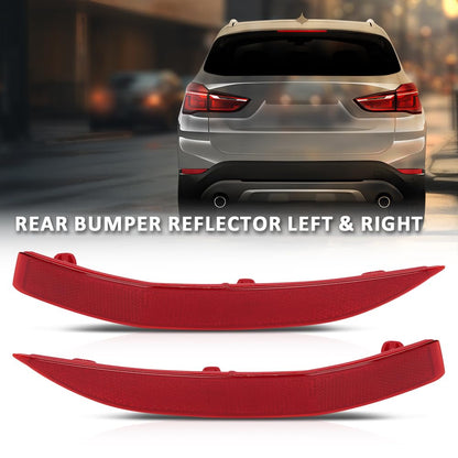 G-PLUS Pair Rear Bumper Reflector, Compatible with BMW X1 sDrive28i, xDrive28i 2.0L L4 - Gas 2017-2019/ X1 xDrive28i 2.0L L4 - Gas 2016, LH Driver & RH Passenger 2PCS, 61617355547, 61617355548