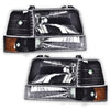 G-PLUS Headlights Fit Ford F150 250 350 Bronco/F-Super Duty 1992-1997 w/Corner Signal Driver Passenger Headlamps Clear Lens Black Housing Amber Reflector,faros delanteros