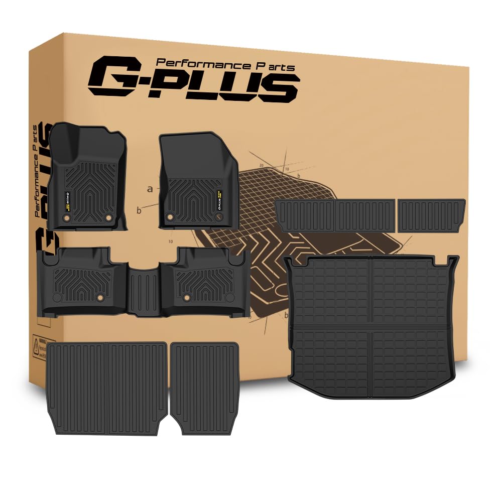 G-PLUS TPE Floor Mats Fit Jeep Grand Cherokee 2011-2021 Cherokee WK 2022-2023 1st & 2nd Row Truck Accessories Cargo Liners All Weather Protection 8PCS Black Alfombras para Carro