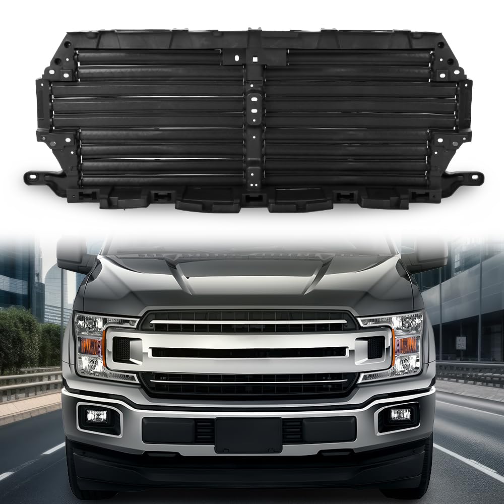 G-PLUS Upper Radiator Grille Air Shutter Control Assembly Black w/o Actuator Motor Controller Compatible with Ford F150 2018-2020 Pickup Truck/NOT fit Ford Raptor Truck JL3Z8475D