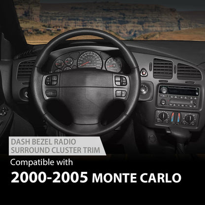 G-PLUS Dash Bezel Radio Surround Cluster Trim Compatible with Chevy Monte Carlo 2000-2005 Black