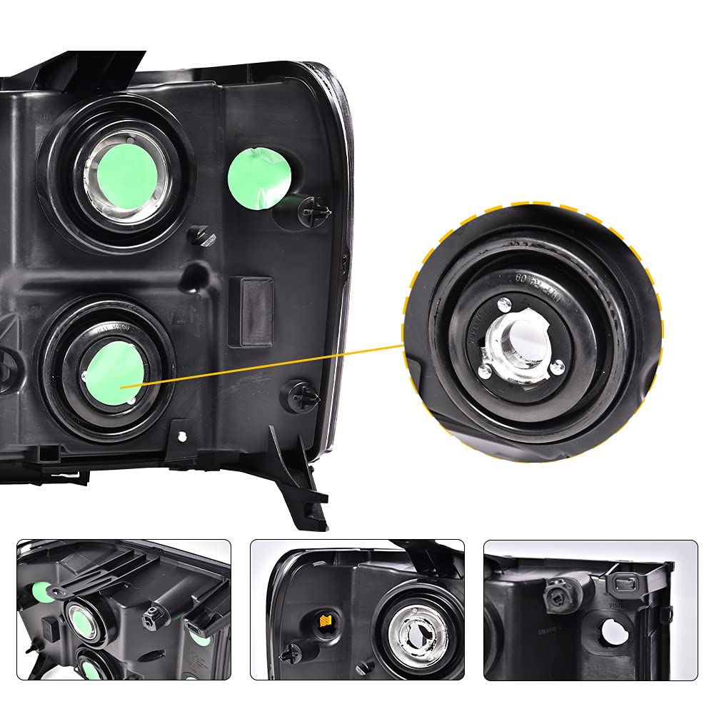 G-PLUS Headlights Assembly Compatible with GMC Sierra 1500 2007-2013 /Fit for GMC Sierra 2500HD 3500HD 2007-2014 Headlamps Left and Right Side Smoky Lens Black Housing Amber Reflector,faros delanteros