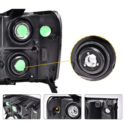 G-PLUS Headlights Assembly Compatible with GMC Sierra 1500 2007-2013 /Fit for GMC Sierra 2500HD 3500HD 2007-2014 Headlamps Left and Right Side Smoky Lens Black Housing Amber Reflector,faros delanteros