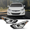 G-PLUS LED Projector DRL Headlights Fit Hyundai Elantra 2014 2015 2016 Left & Right Headlamps Assembly, Clear Lens Black Housing Amber Reflector, faros delanteros