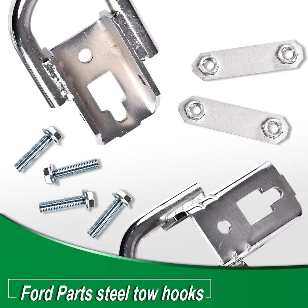 G-PLUS Tow Hook Parts Set Compatible with 2009-2021 F150 with Hardware Front Kit Pair (Silver)