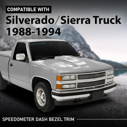 G-PLUS Speedometer Dash Bezel Tirm Panel Compatible with Chevy Silverado GMC Sierra Truck 1988 1989 1990 1991 1992 1993 1994 (Black ABS Plastic)